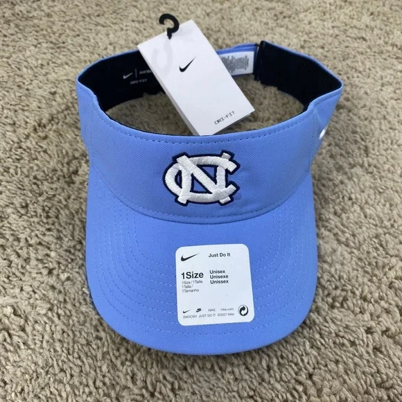 North Carolina Tar Heels UNC Visor Nike  Dri-Fit Adjustable Blue Swoosh Golf Cap - Picture 3 of 7